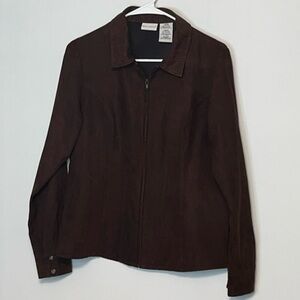 White Stag Faux Suede Brown Full Zip Light Jacket. Women's - Size Medium 32/34.